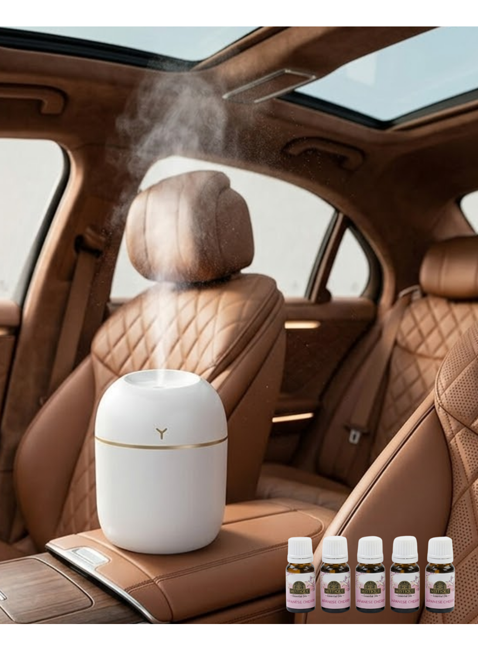 Aromaterapi Özellikli Mini Hava Nemlendirici 5 Esans Hediyeli LED Işıklı Difüzör