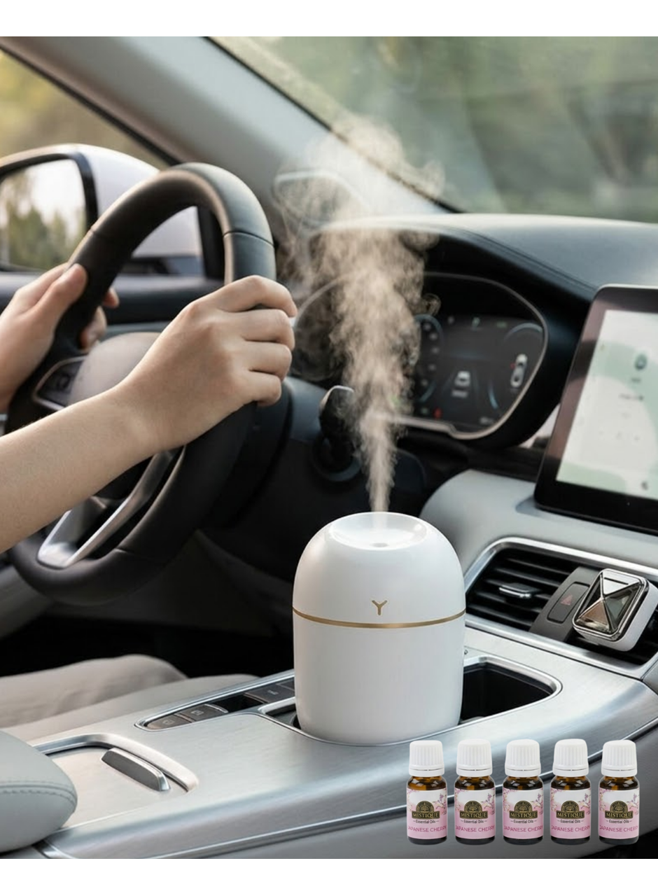 Mini Hava Nemlendirici 5 Esans Hediyeli LED Işıklı Sessiz Çalışan Aromaterapi Difüzörü