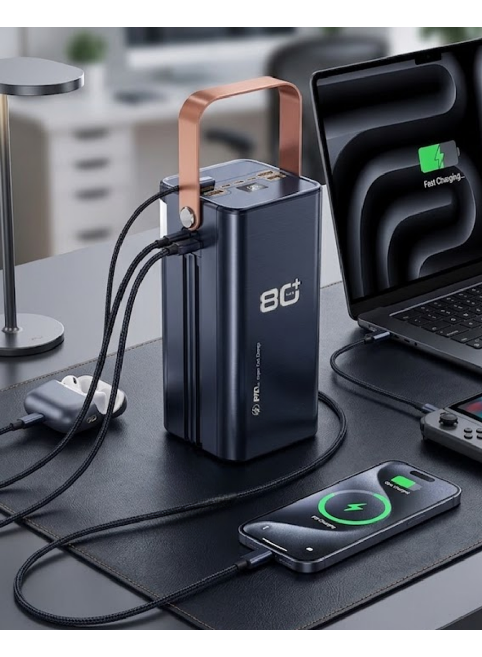 80000 mAh Taşınabilir Powerbank Süper Hızlı Şarj Çoklu Çıkış ve LED Göstergeli