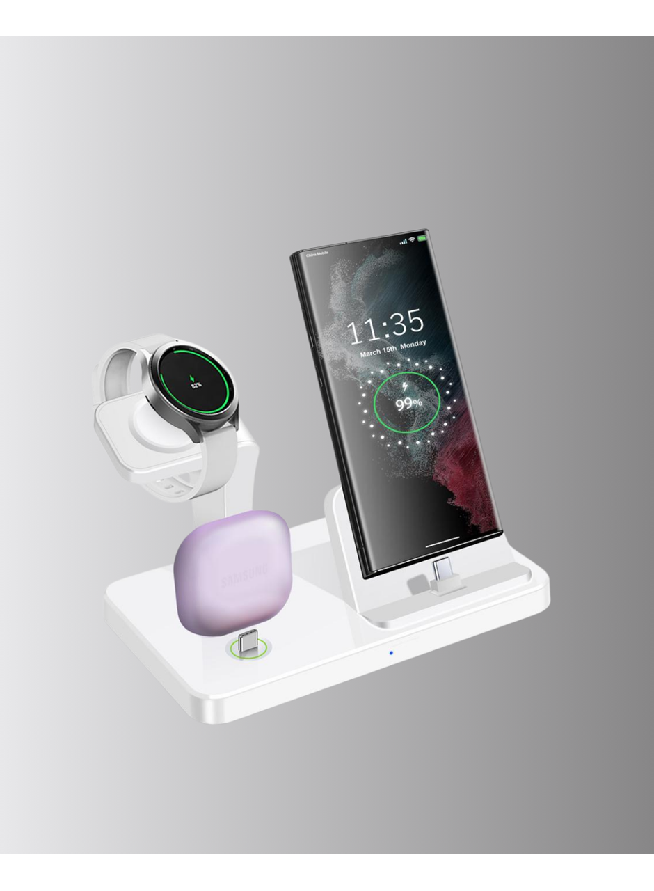 4’lü Apple Kablosuz Şarj Standı iPhone Watch ve AirPods Çoklu Şarjlı