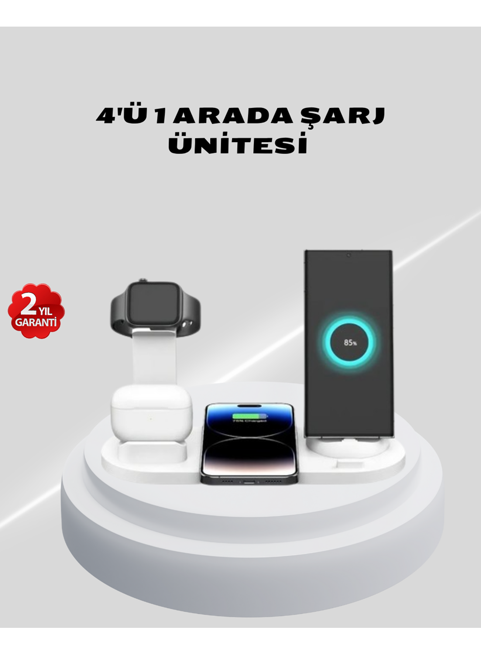 Kablosuz Şarj İstasyonu 4’ü 1 Arada iPhone Watch ve AirPods Uyumlu