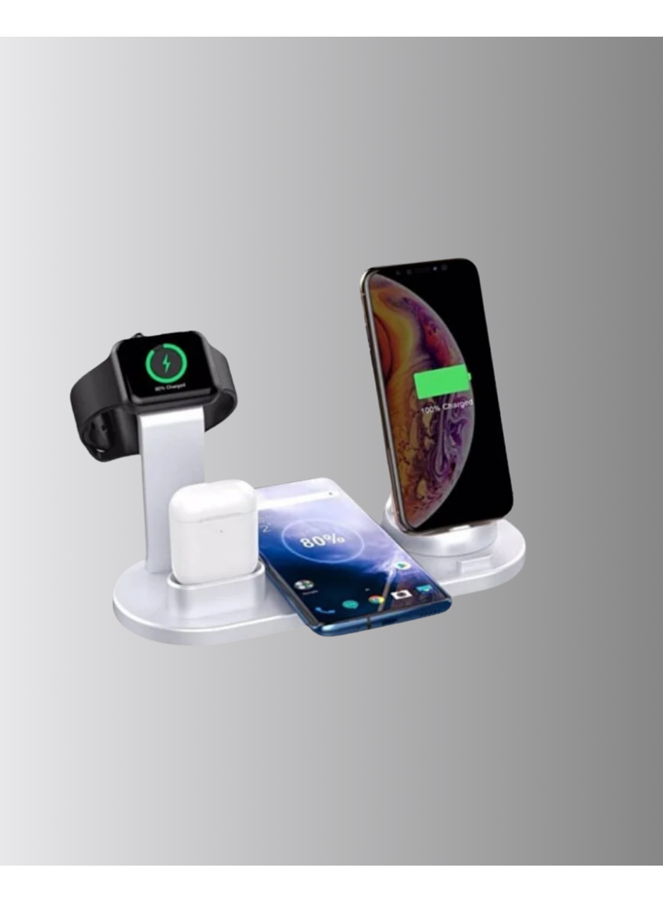 Apple Uyumlu Kablosuz Şarj İstasyonu 4 Cihaz Destekli ve Hızlı Şarjlı