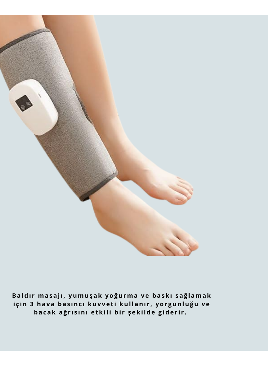 Şarjlı Isıtmalı Baldır Masaj Aleti – 3 Hava Basınçlı, Titreşimli ve Akıllı Zamanlayıcılı