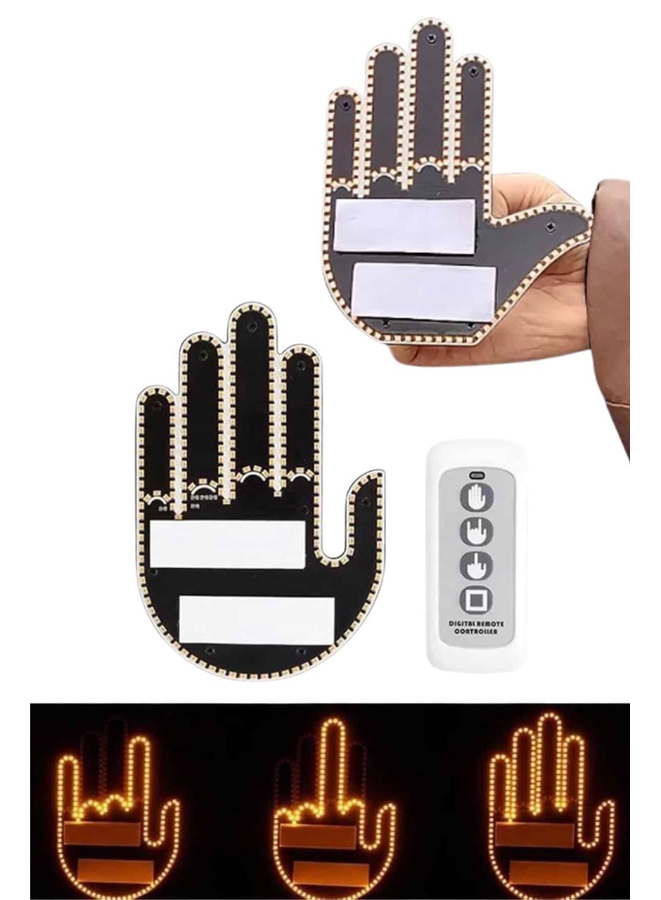 Kumandalı El Led Araba İçi 4 Farklı Mod El Orta Parmak Led