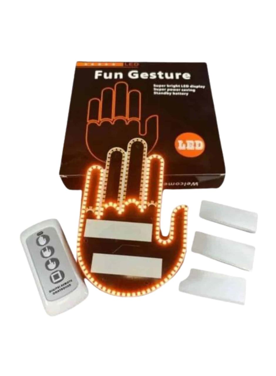 Kumandalı El Led Araba İçi 4 Farklı Mod El Orta Parmak Led