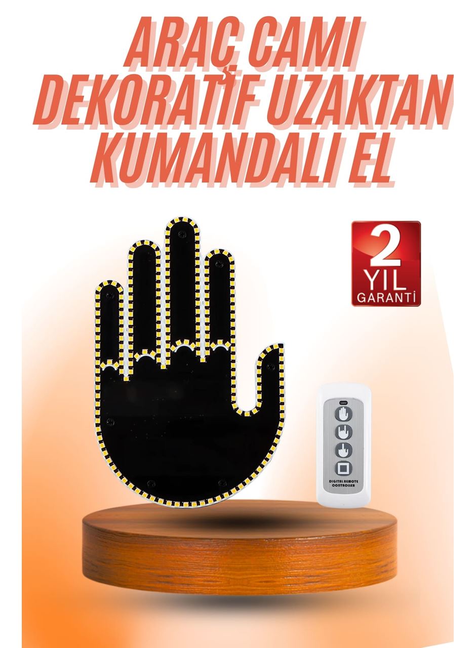 Kumandalı El Led Araba İçi 4 Farklı Mod El Orta Parmak Led