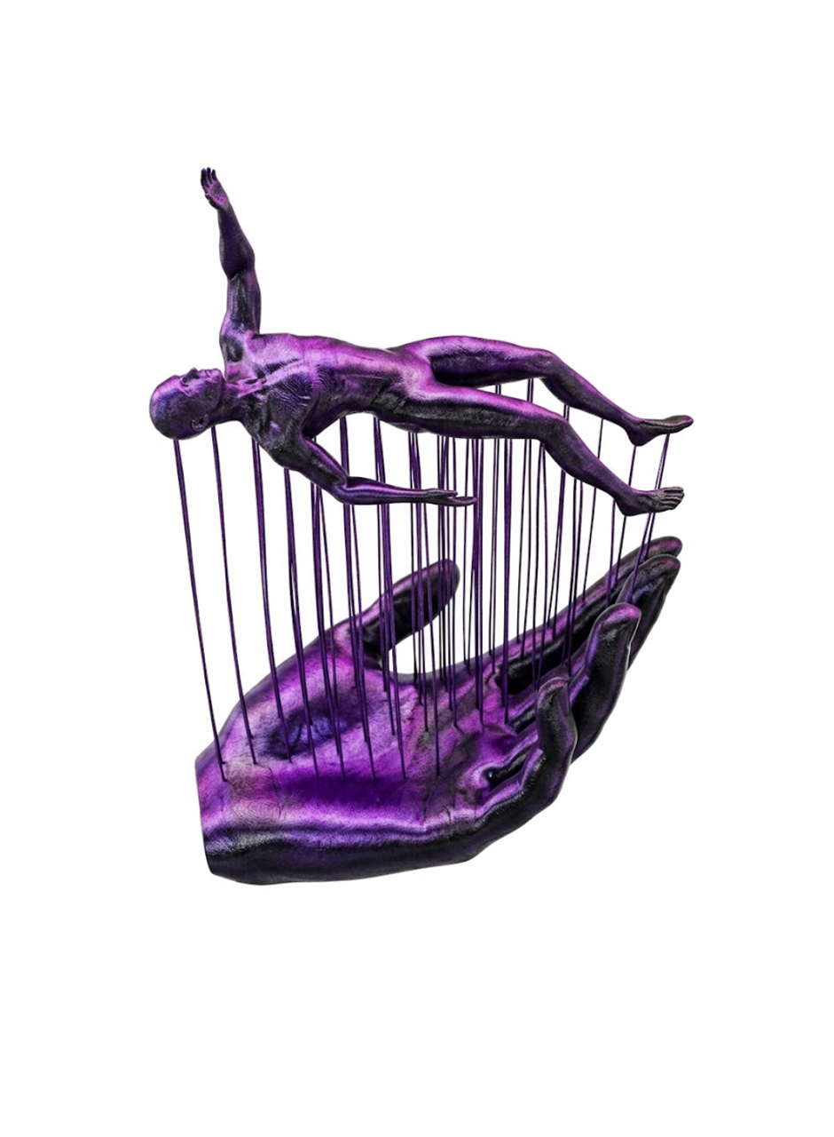 3D Mor İnsan Figürü Dekoratif Duvar ve Masa Üstü Sanat Objesi