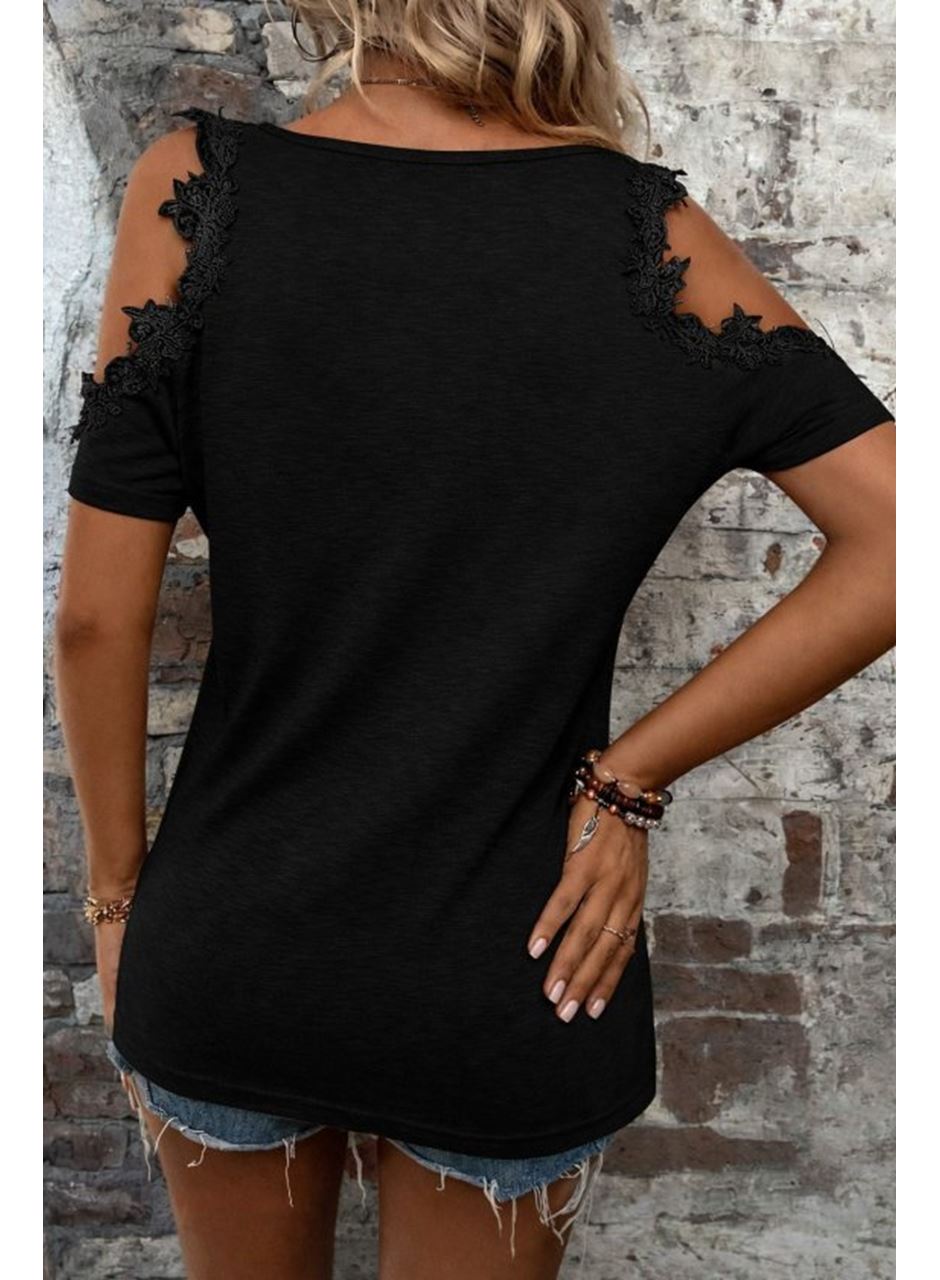 Kadın Omuzlardan Açık Yuvarlak Yakalı Viskon Bluz