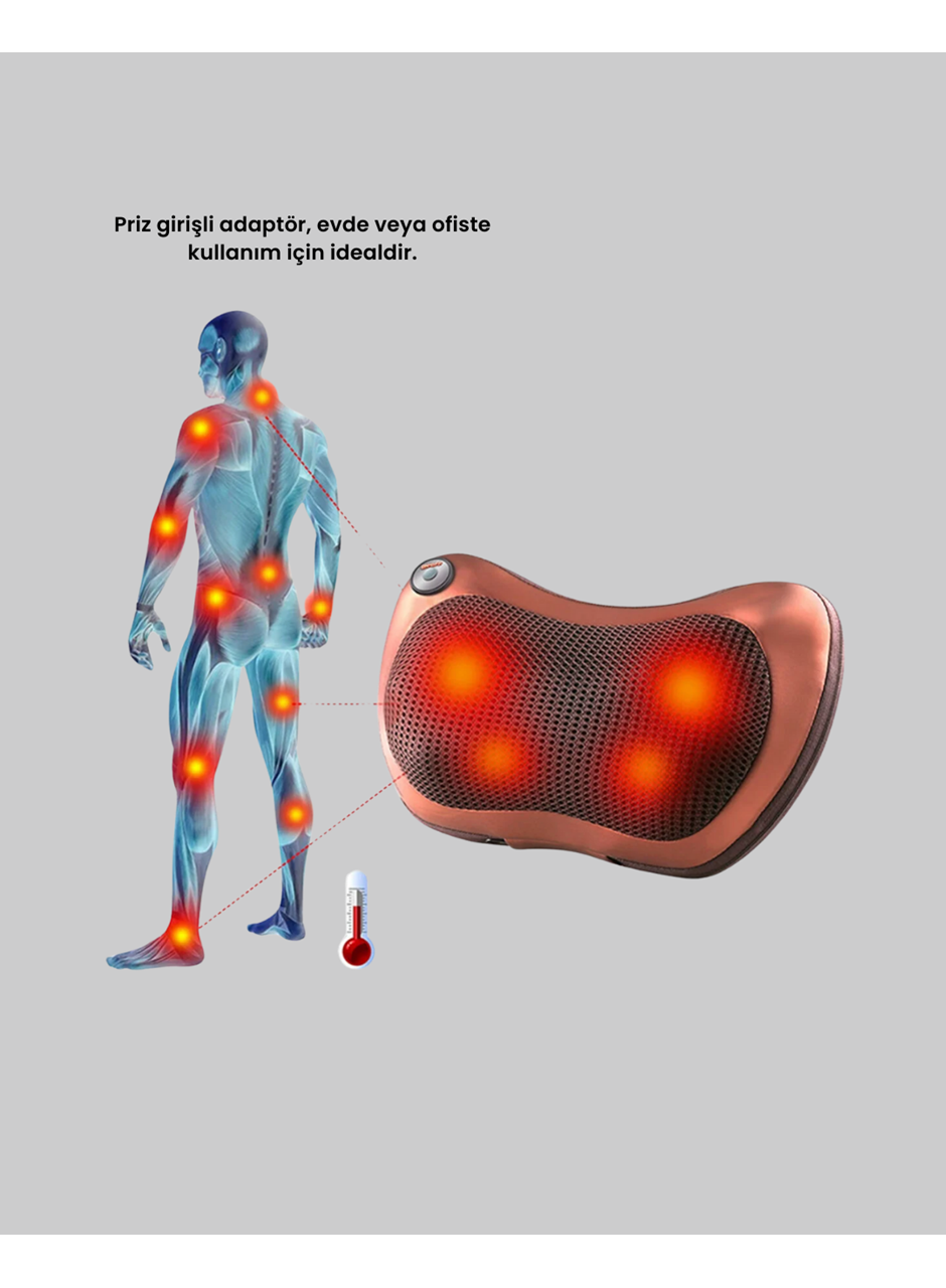 Ergonomik Derin Yoğurmalı Boyun Bel Sırt Masaj Cihazı Priz Çakmak Girişli