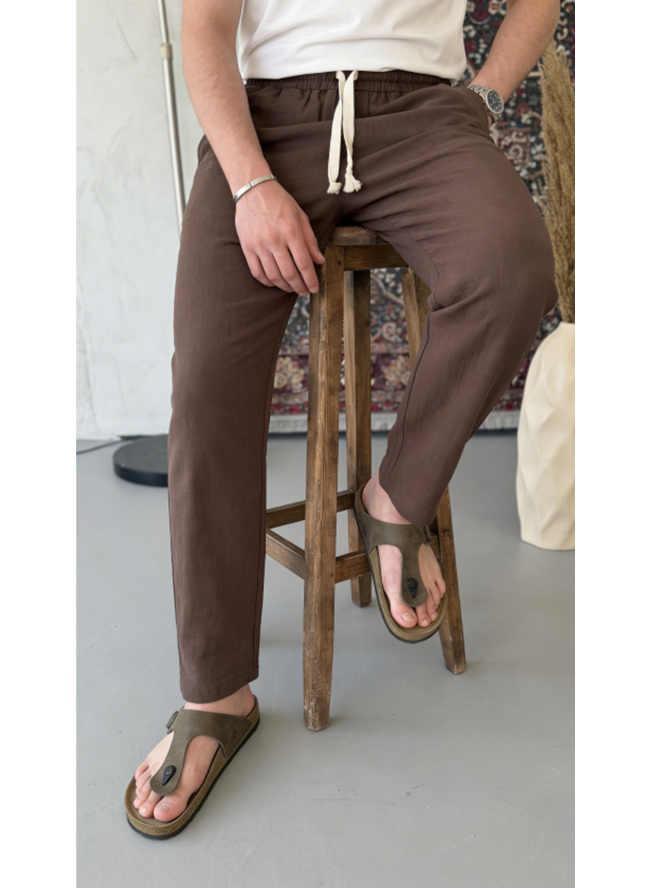 Erkek İthal Yıkamalı Keten Pantolon