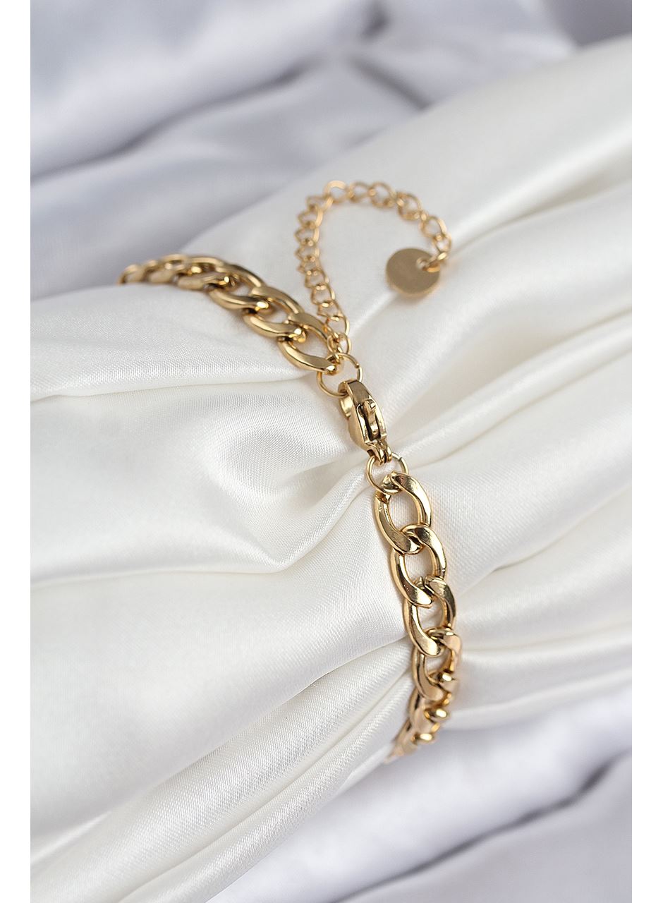 316L Çelik Nazar Boncuk Detaylı Yonca Model Gold Renk Kadın Bileklik