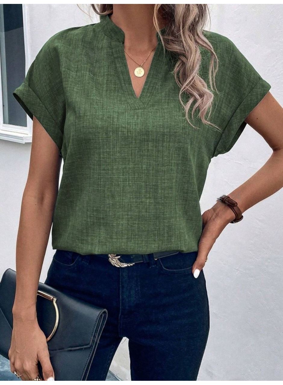 Kadın Kısa Kollu Hakim Yaka Sofya Bluz
