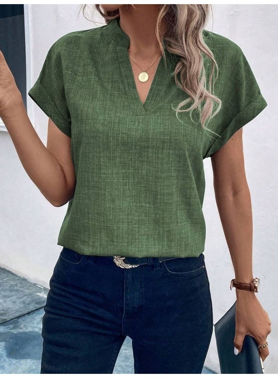 Kadın Kısa Kollu Hakim Yaka Sofya Bluz