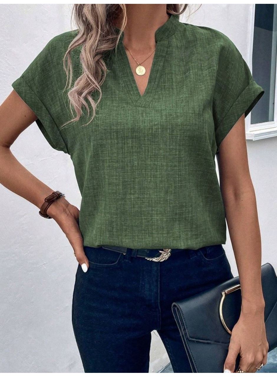 Kadın Kısa Kollu Hakim Yaka Sofya Bluz