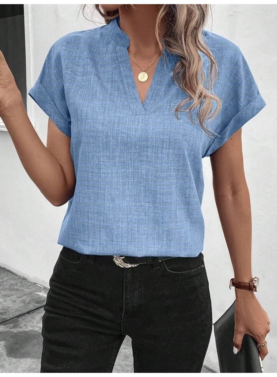 Kadın Kısa Kollu Hakim Yaka Sofya Bluz