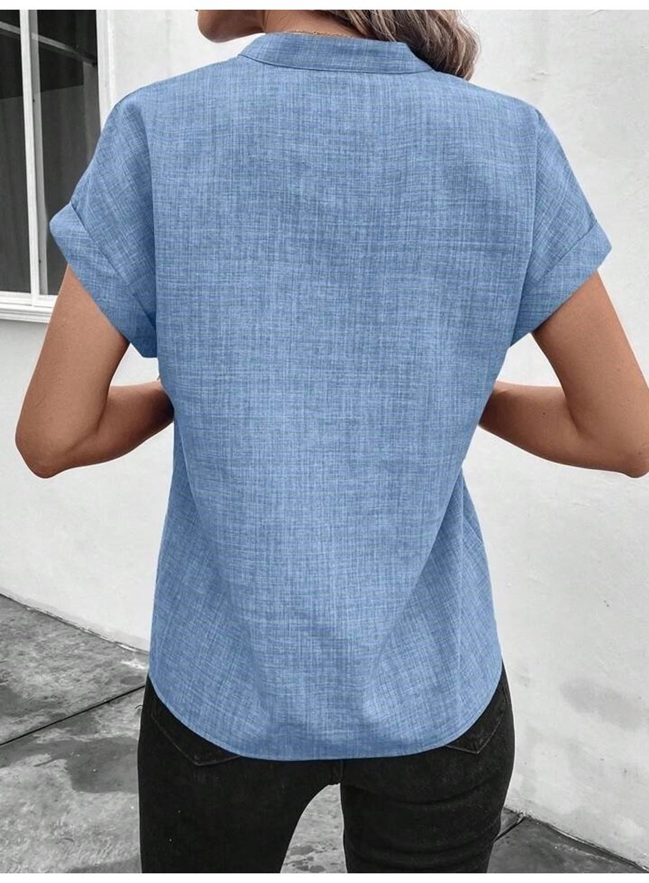 Kadın Kısa Kollu Hakim Yaka Sofya Bluz