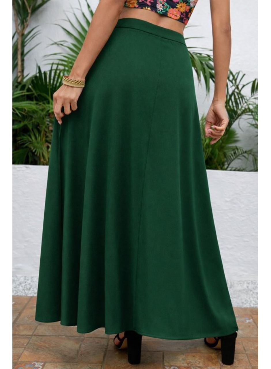 Kadın Yüksek Bel Yandan Yırtmaçlı Uzun Sandy Etek