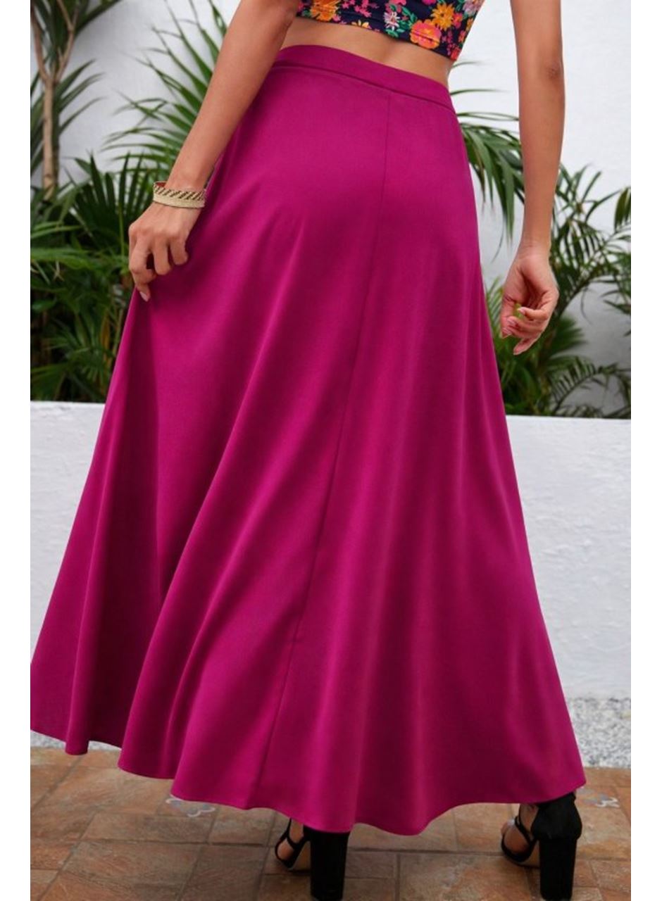 Kadın Yüksek Bel Yandan Yırtmaçlı Uzun Sandy Etek