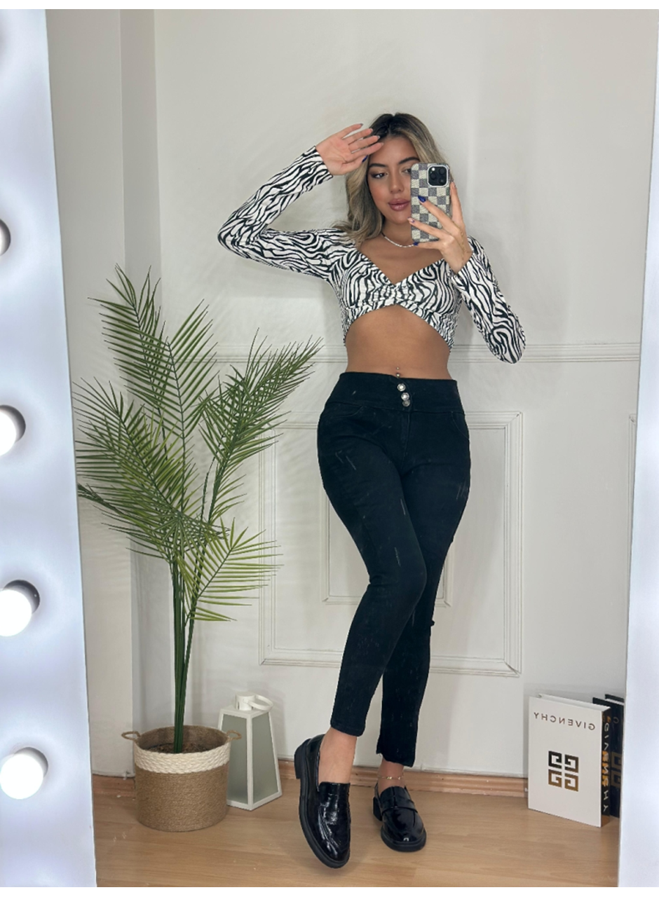 Yüksek Bel Likralı Kot Pantolon