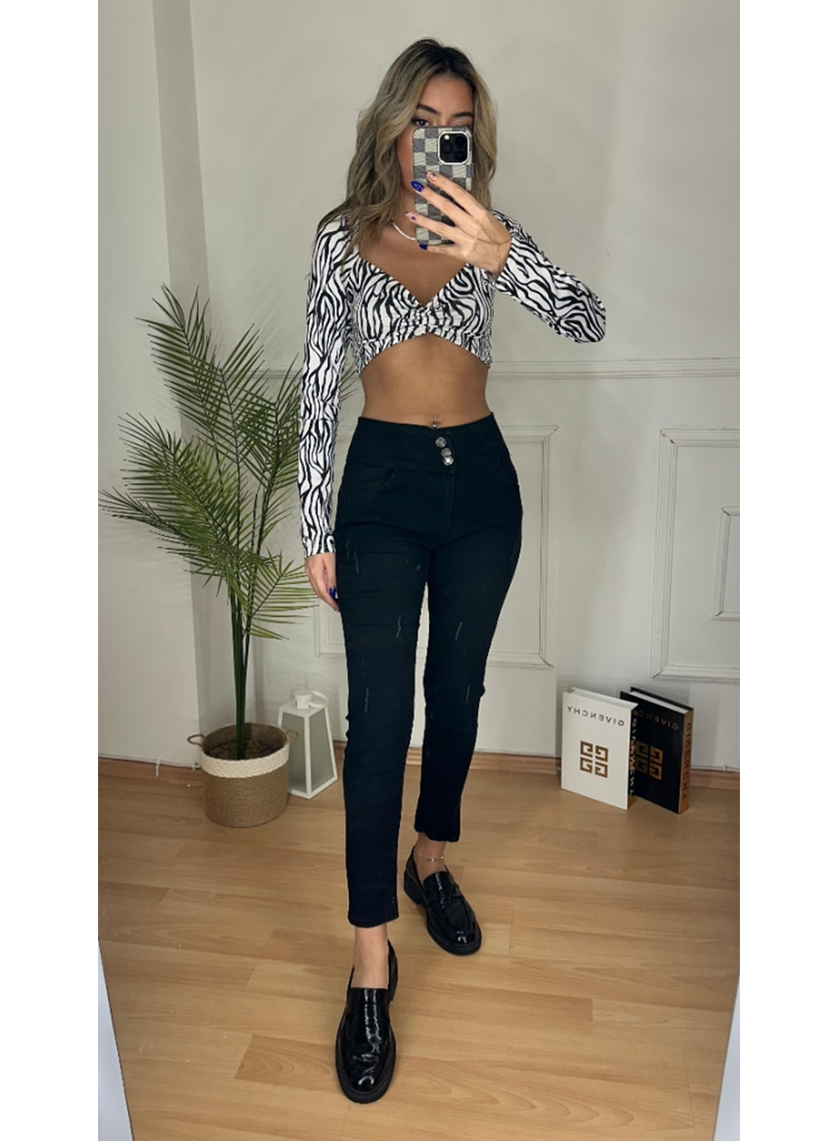 Yüksek Bel Likralı Kot Pantolon