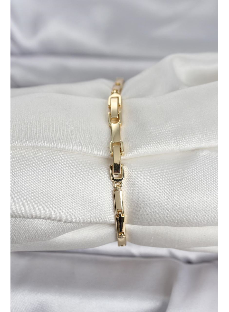 Pirinç Gold Renk Yonca Model Zirkon Taşlı Kadın Bileklik