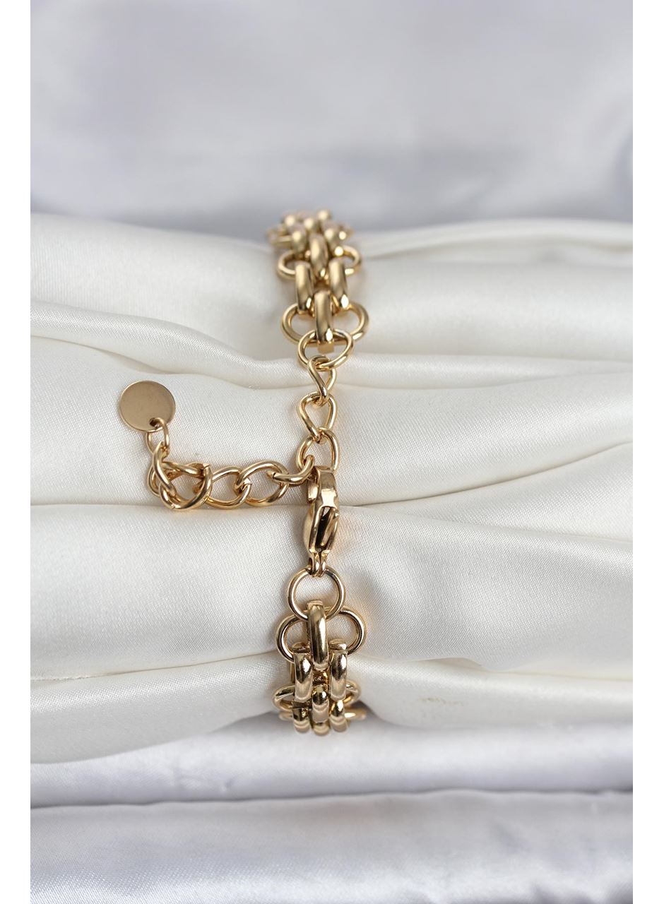 316L Çelik Gold Renk Hasır Zincir Model Kadın Bileklik