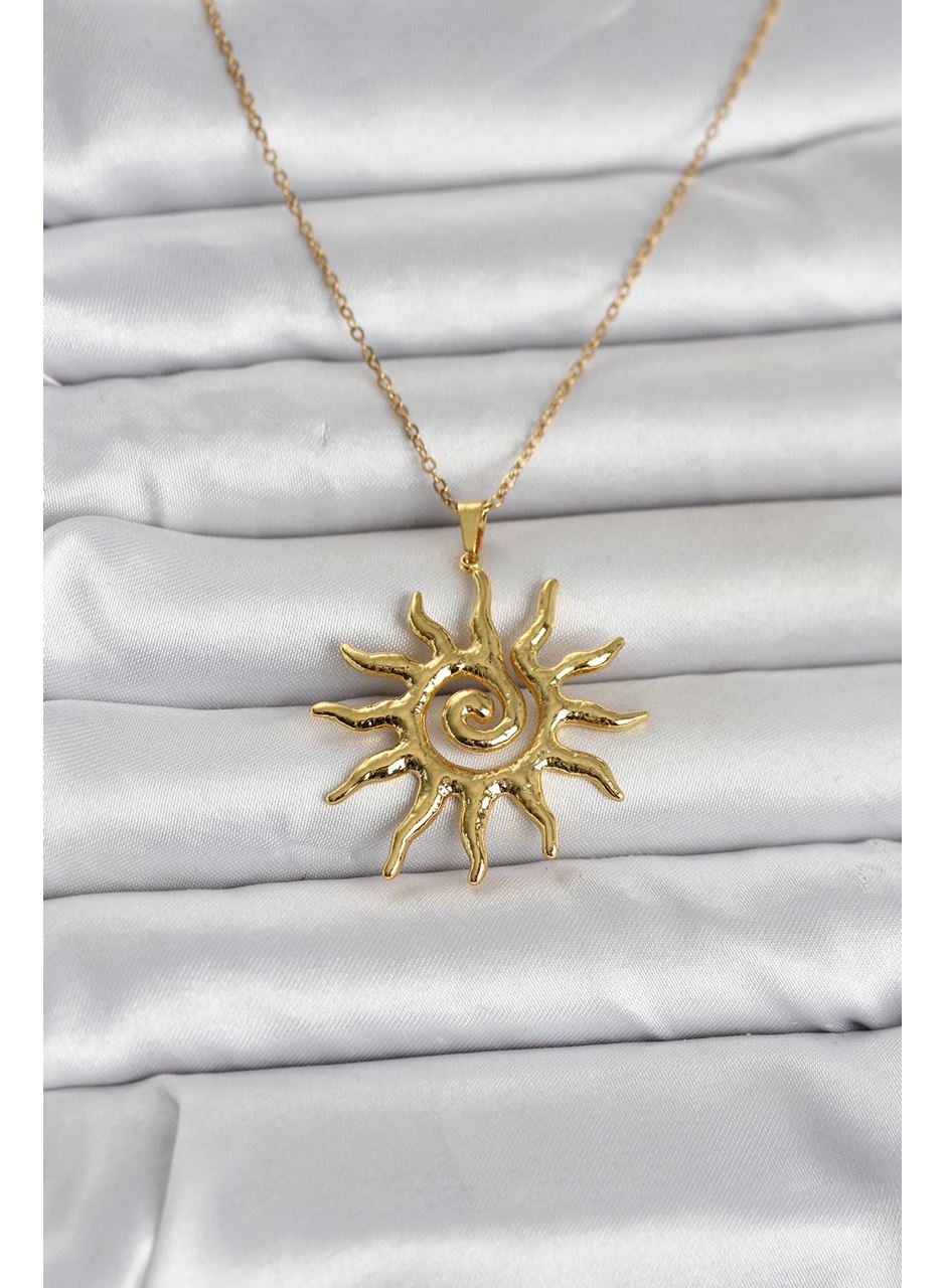 316L Çelik Gold Renk Bohem Güneş Model Kadın Kolye