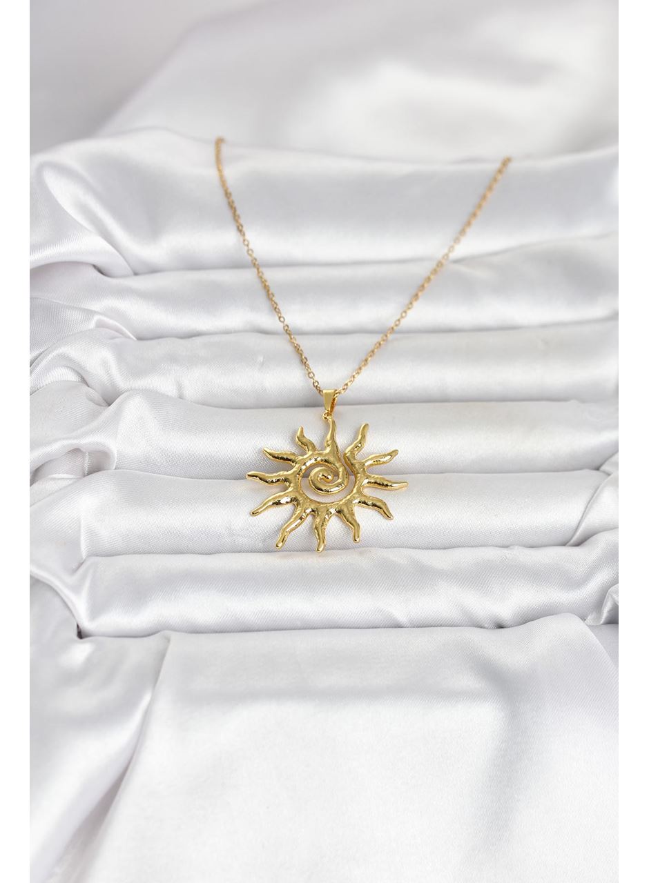 316L Çelik Gold Renk Bohem Güneş Model Kadın Kolye