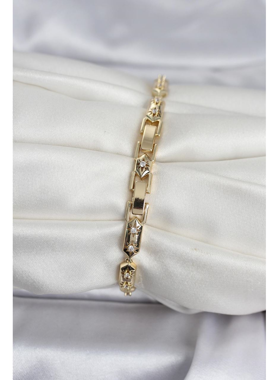 Pirinç Gold Renk Kutup Yıldızı İşleme Kadın Bileklik