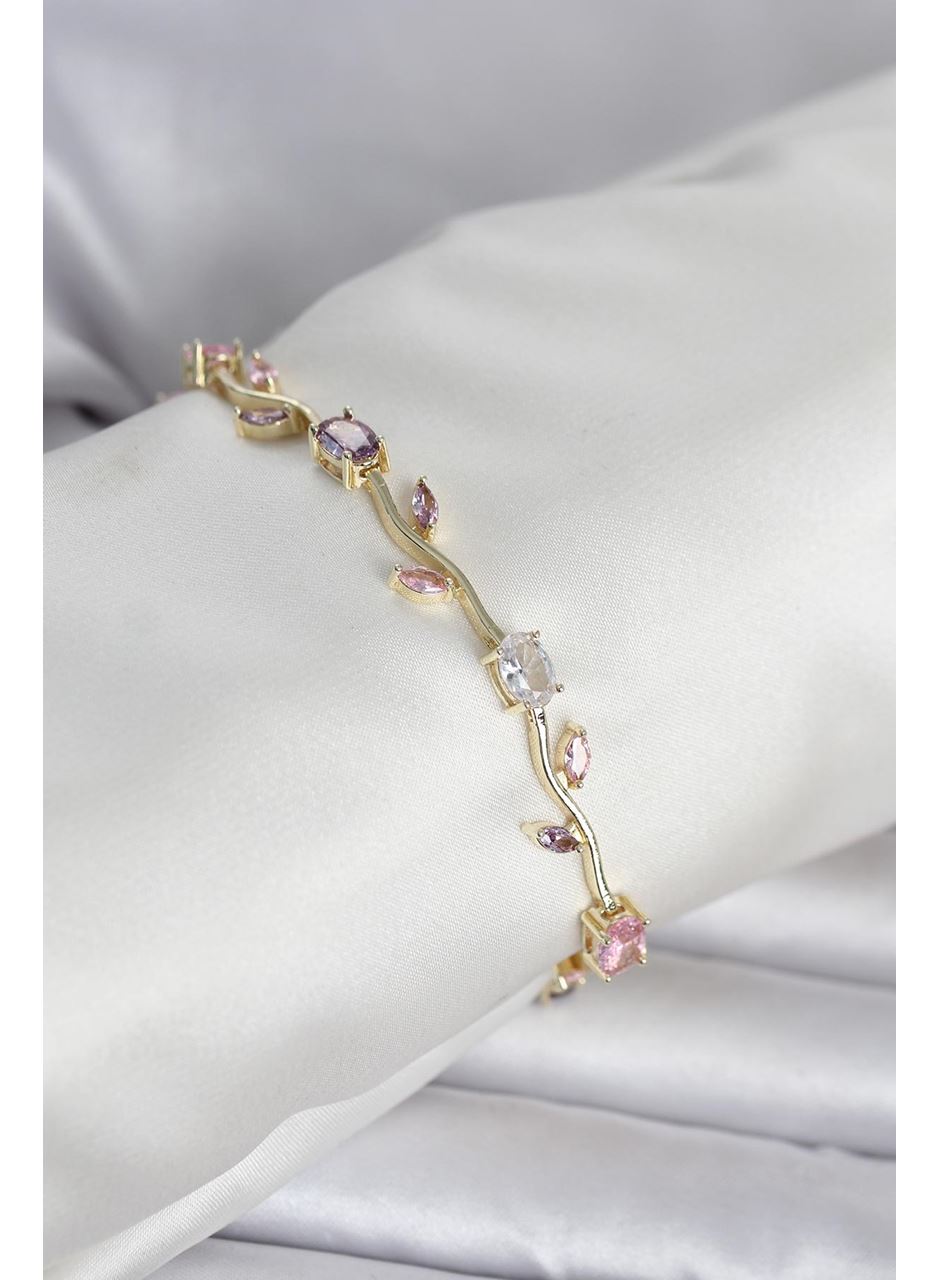 Pirinç Gold Renk Çiçek Sarmaşık Model Kadın Bileklik