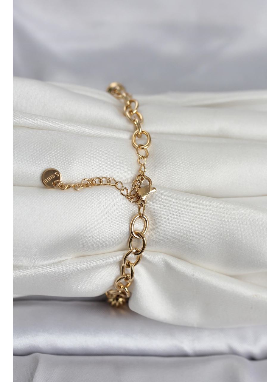 316L Çelik Gold Renk Kelebek ve Dorikalı Kadın Bileklik