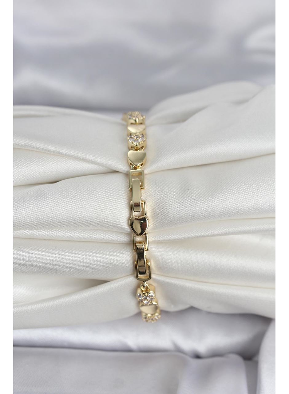 Pirinç Gold Renk Kalpli Model Kadın Bileklik