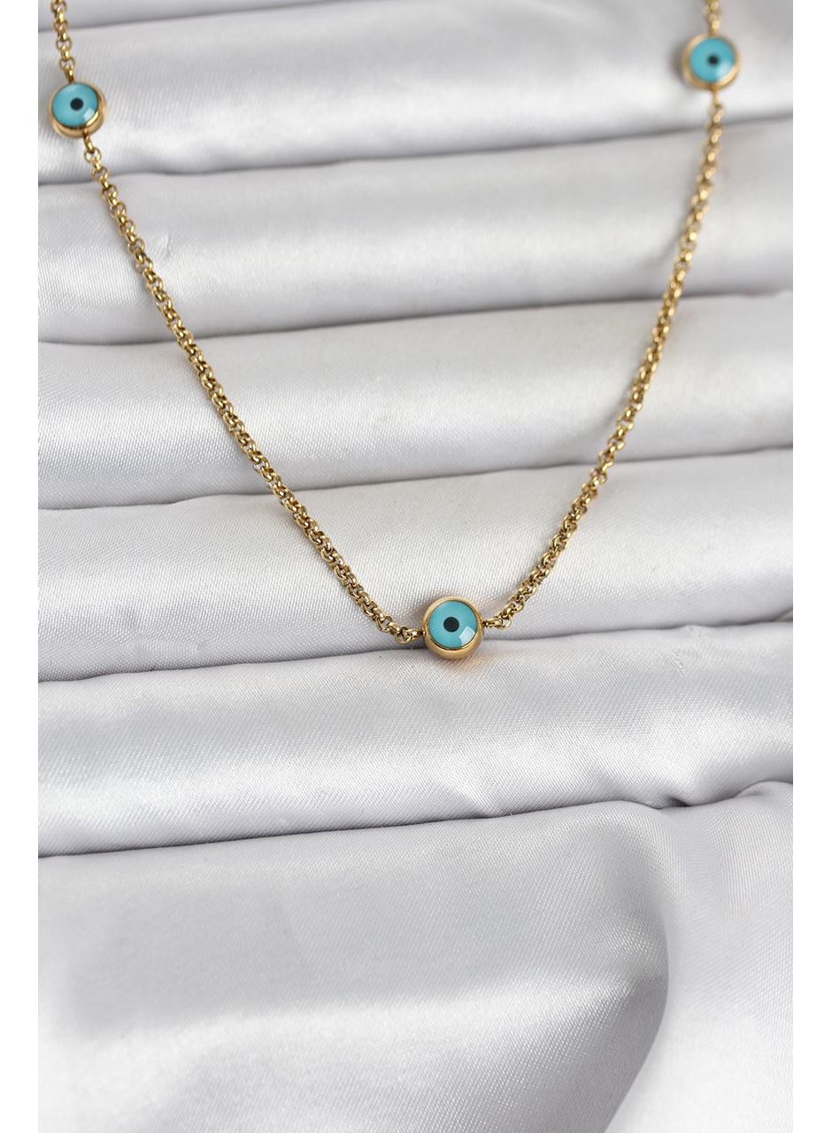 316L Çelik Gold Renk Nazarlı Model Kadın Kolye