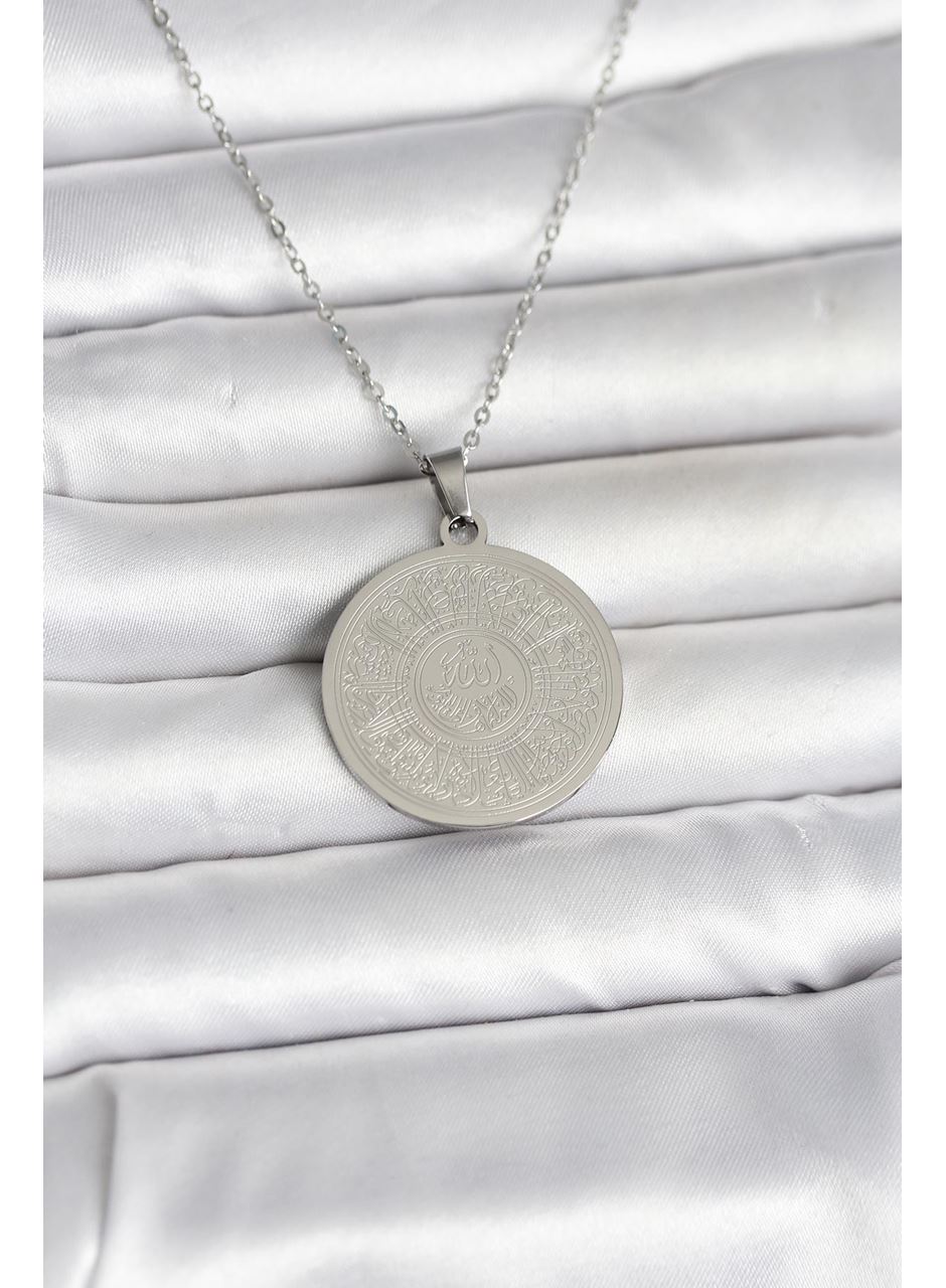 316L Çelik Gümüş Renk Ayetel Kürsi Yazılı Kolye