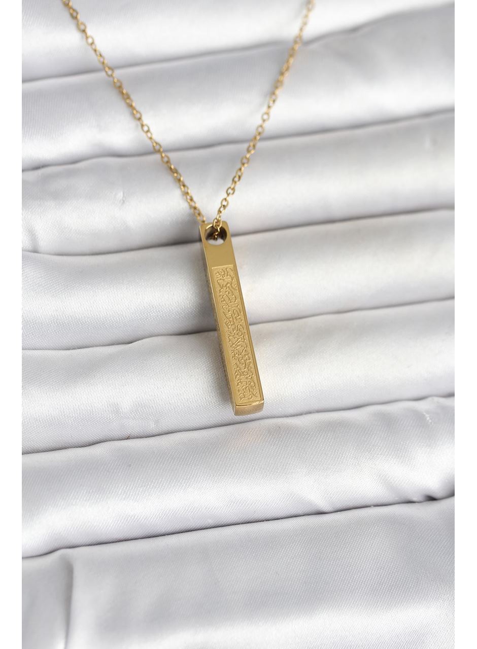 316L Çelik Gold Renk Ayetel Kürsi Yazılı Bar Çubuk Kolye
