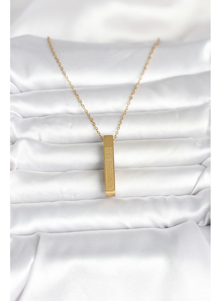 316L Çelik Gold Renk Ayetel Kürsi Yazılı Bar Çubuk Kolye