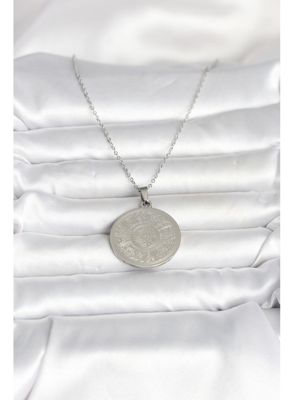 316L Çelik Gümüş Renk Ayetel Kürsi Yazılı Kolye