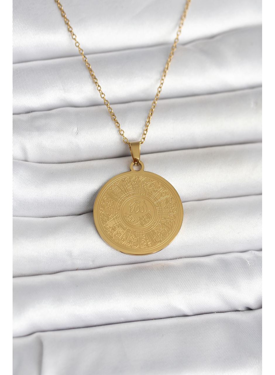 316L Çelik Gold Renk Ayetel Kürsi Yazılı Kolye