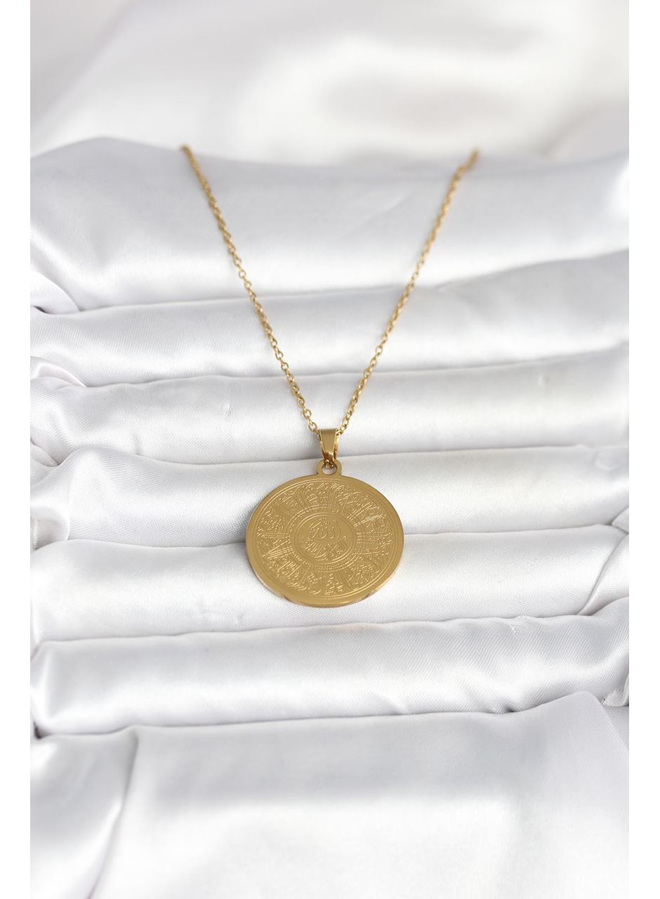 316L Çelik Gold Renk Ayetel Kürsi Yazılı Kolye