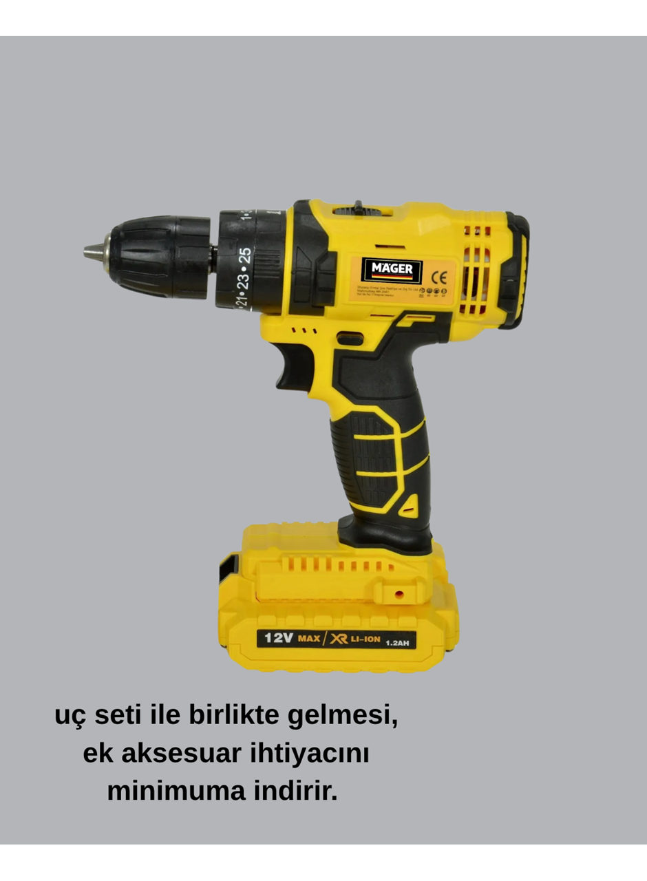 Ergonomik Tasarımlı 12V Matkap | 2 Vitesli, LED Aydınlatmalı ve Dayanıklı