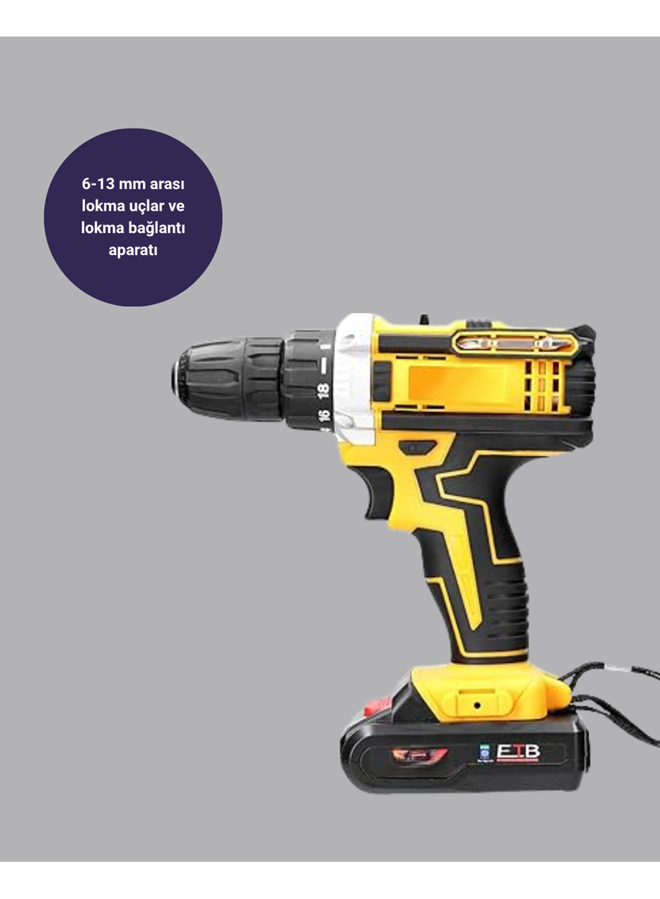 24 Parça Çift Bataryalı Akülü Darbeli Matkap – Güçlü Motor, Metal Dişli, LED Işıklı