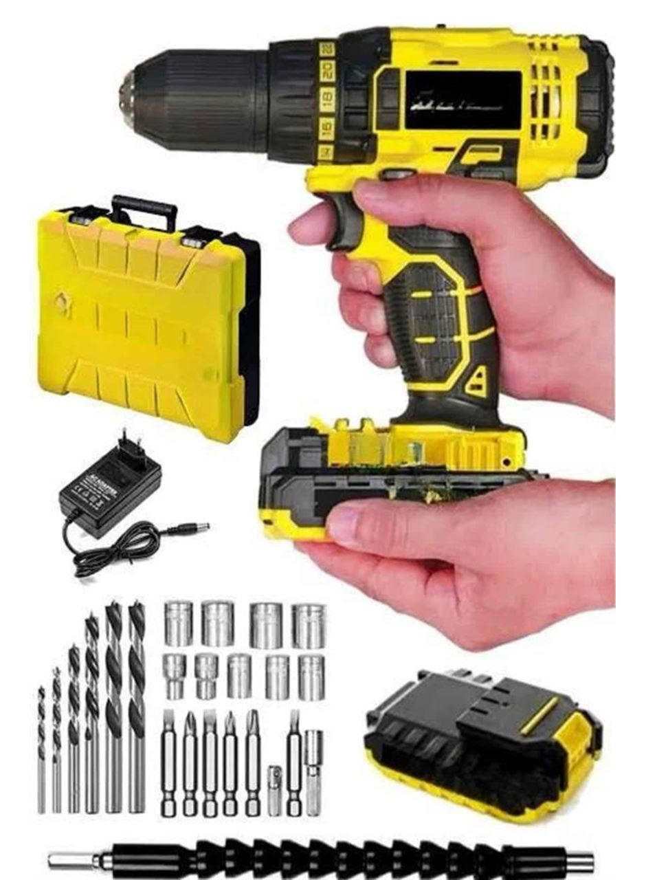 Profesyonel Çift Bataryalı Akülü Vidalama Şarjlı Matkap 24 Parça