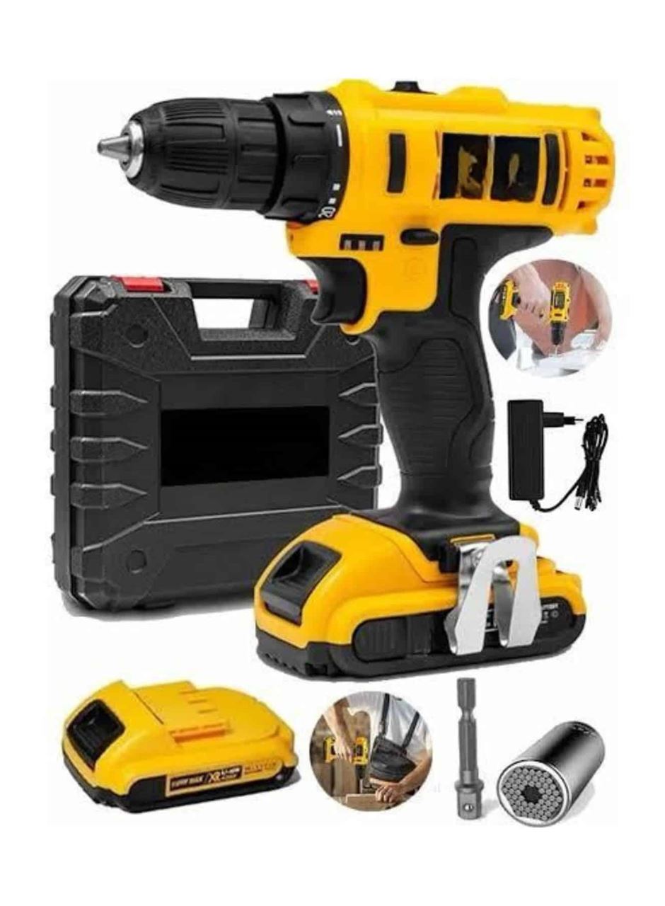 Metal Şanzıman Çift Akülü Bakır Sargı 24 Parça Led Aydınlatmalı Matkap Seti