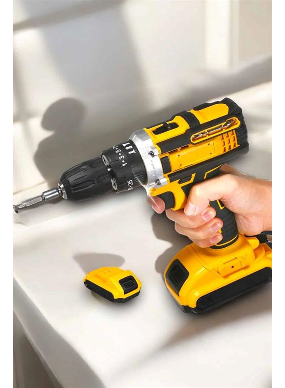 Metal Dişli 24W Akülü Matkap -Çift Bataryalı ve LED Çalışma Işığı ile Tam Set