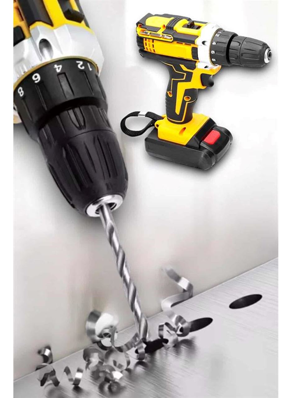 Metal Dişli 24W Akülü Matkap -Çift Bataryalı ve LED Çalışma Işığı ile Tam Set