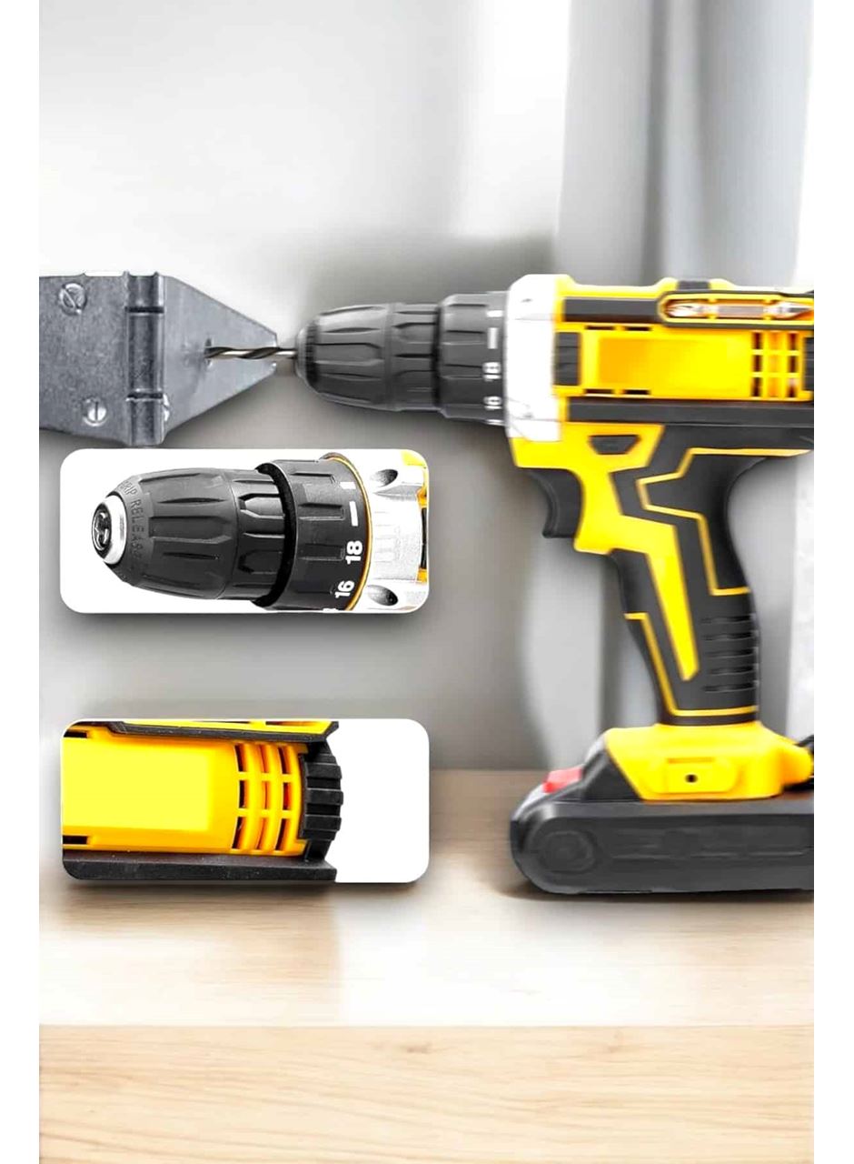 24 Parça Çift Bataryalı Şarjlı Matkap Seti 24W Motor ve Otomatik Mil Kilitli Tasarım