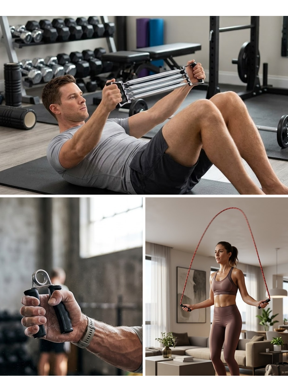 Ev Spor Seti Atlama İpi El Yayı Karın Egzersiz Aleti Fitness Seti