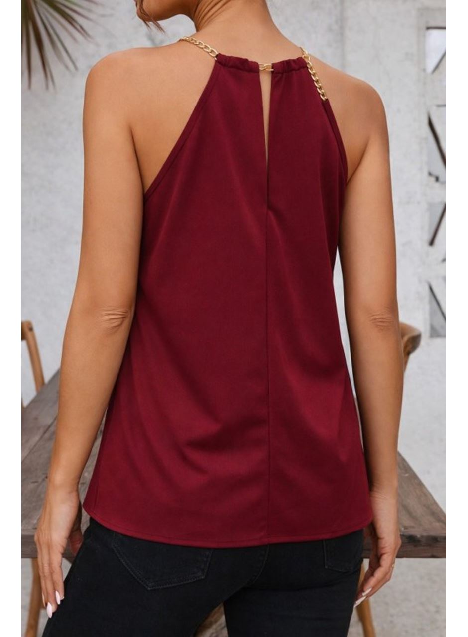 Kadın Omuzlardan Açık Zincir Halka Detaylı Sandy Bluz