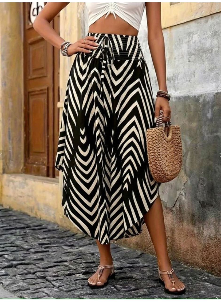 Kadın Yüksek Bel Beli Lastikli Bağcıklı Yanlardan Açık Uzun Süprem Etek
