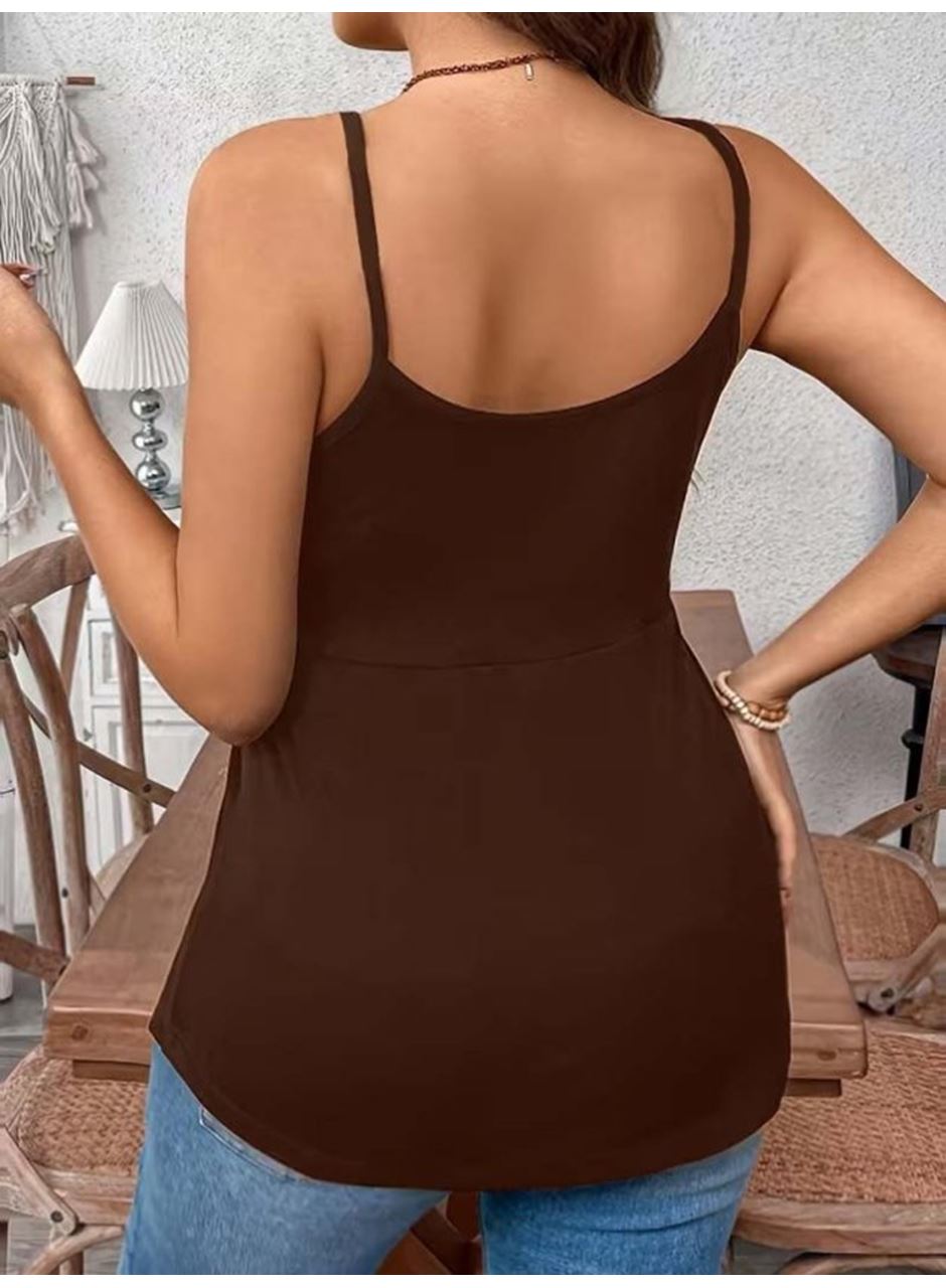 Kadın önden çapraz Askılı Uzun Vıskon Bluz